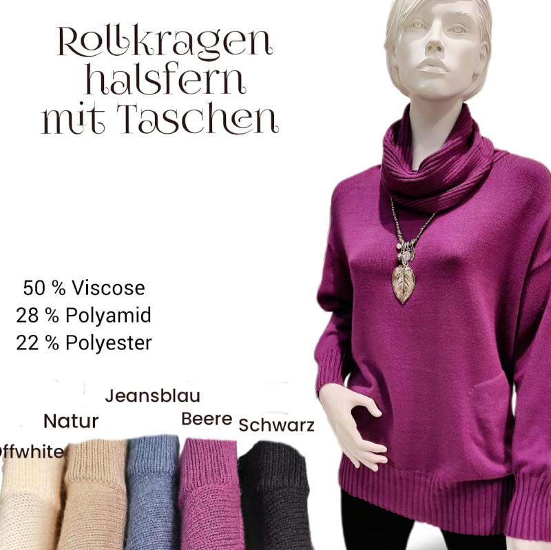 Rollkragen Halsfern mit Taschen